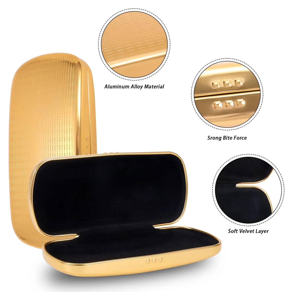 Hifot Metal Eyeglass Case, Hard Shell, Aluminum Spectacles Box, 15.5cm x 6.5cm | Stylish & Durable - view 4