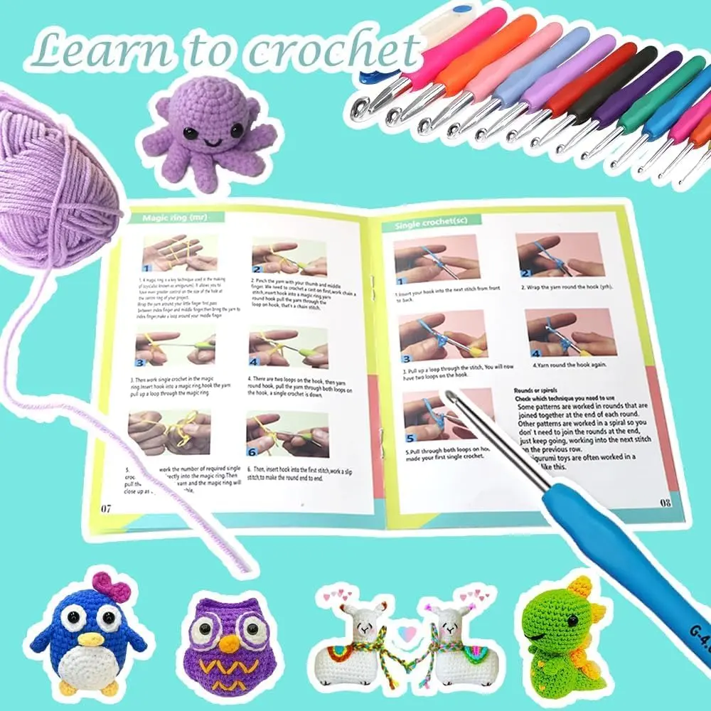 Yarniss Beginner Crochet Kit with Ergonomic Hooks, 12 Yarns & Storage Bag | Learn to Crochet with Video Tutorial - view 6