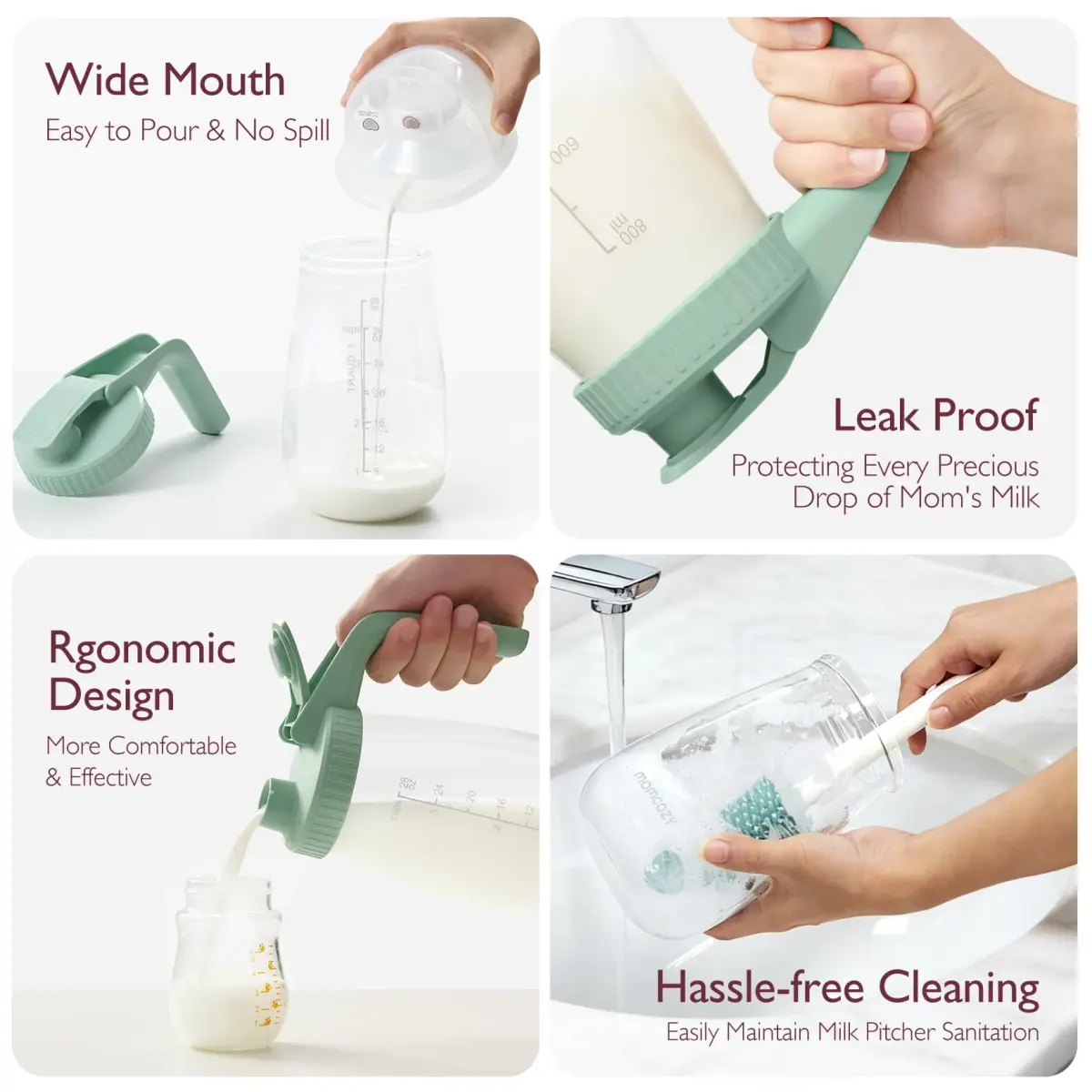 Momcozy Glass Breast Milk Pitcher 946ml (32oz) | Heat-Resistant, Leak-Proof, BPA-Free - view 5