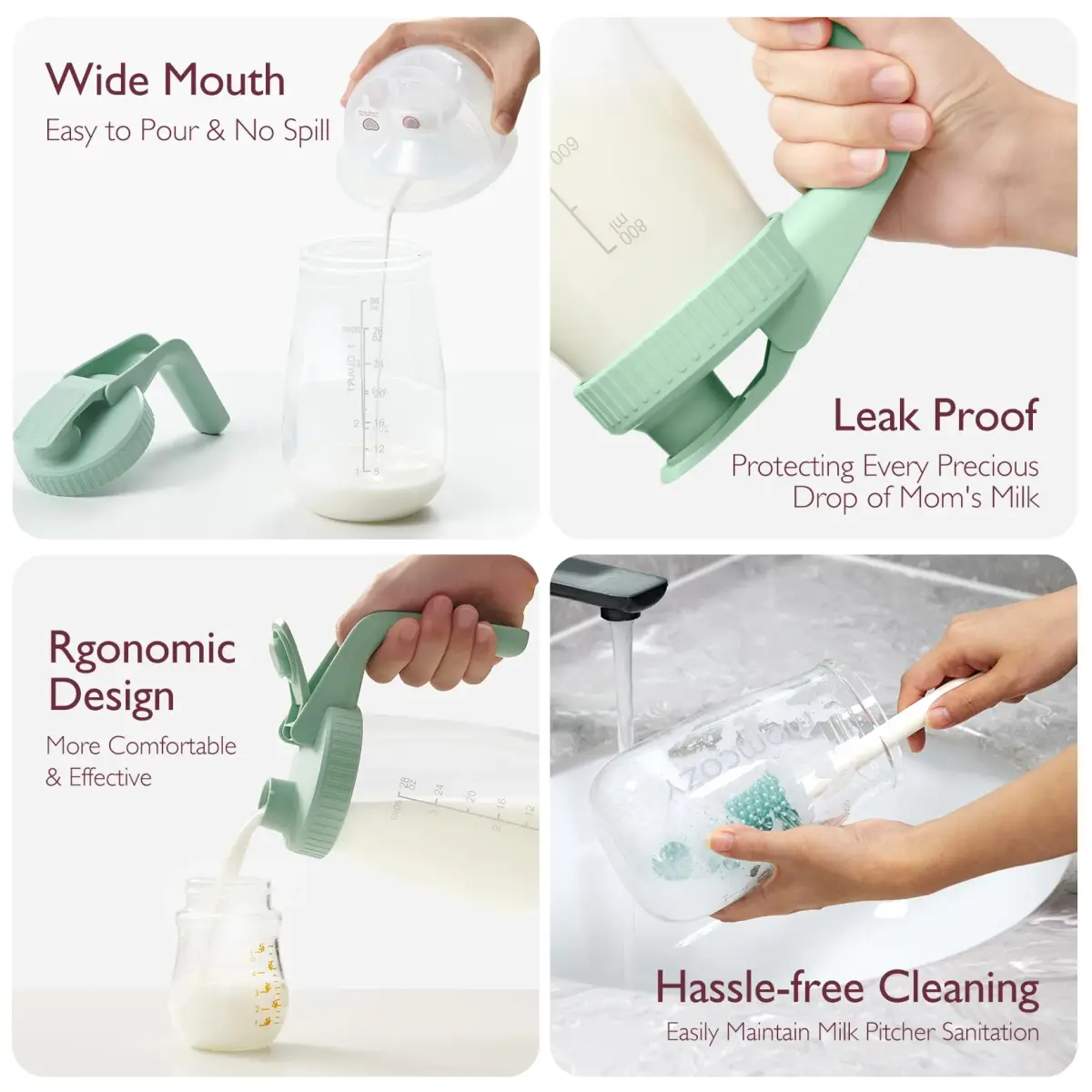 Momcozy Glass Breast Milk Pitcher 946ml (32oz) | Heat-Resistant, Leak-Proof, BPA-Free - view 2
