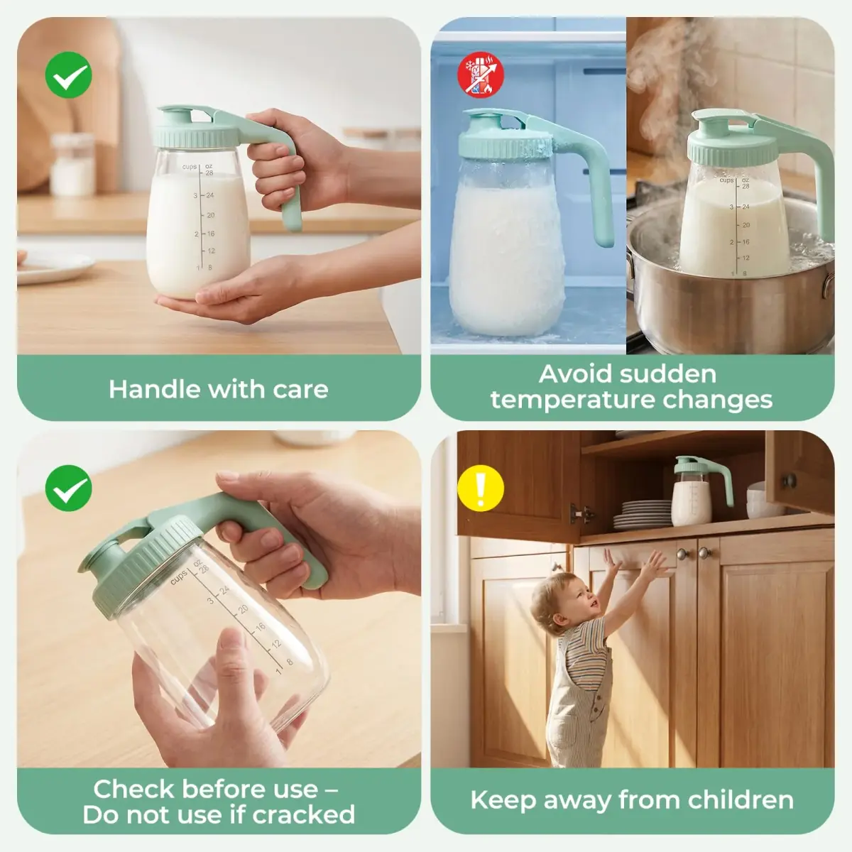 Momcozy Glass Breast Milk Pitcher 946ml (32oz) | Heat-Resistant, Leak-Proof, BPA-Free - view 4