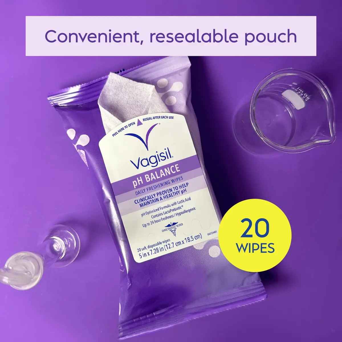 Vagisil pH Balance Daily Feminine Wipes 20 | Maintains pH & Freshness, Gynecologist Tested - view 6