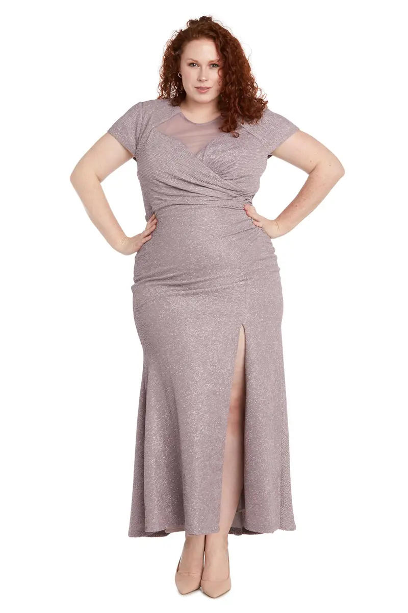 NIGHTWAY Women's Long Glitter Knit Dress W/Sweetheart Neckline & High Slit | Evening Cocktail Wedding Party - main product image