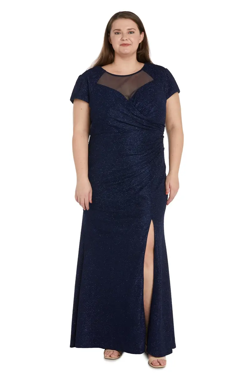 NIGHTWAY Women's Long Glitter Knit Dress W/Sweetheart Neckline & High Slit | Evening Cocktail Wedding Party - main product image