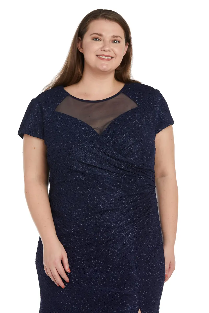 NIGHTWAY Women's Long Glitter Knit Dress W/Sweetheart Neckline & High Slit | Evening Cocktail Wedding Party - view 2