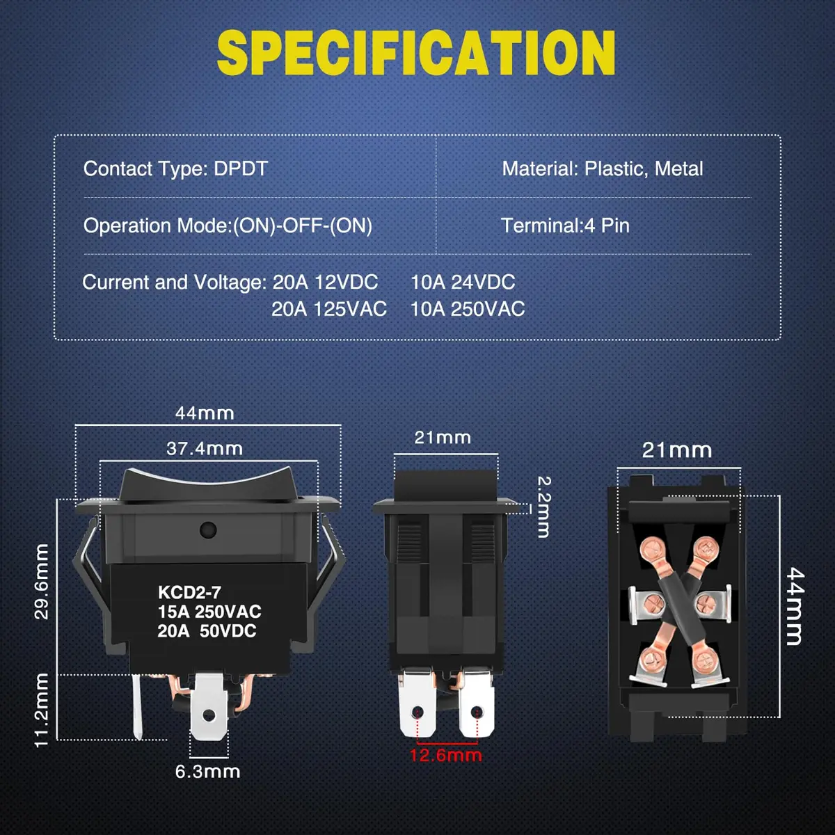 Nilight Momentary DPDT Rocker Switch 12V/24V | Heavy Duty Reverse Polarity Control - view 6