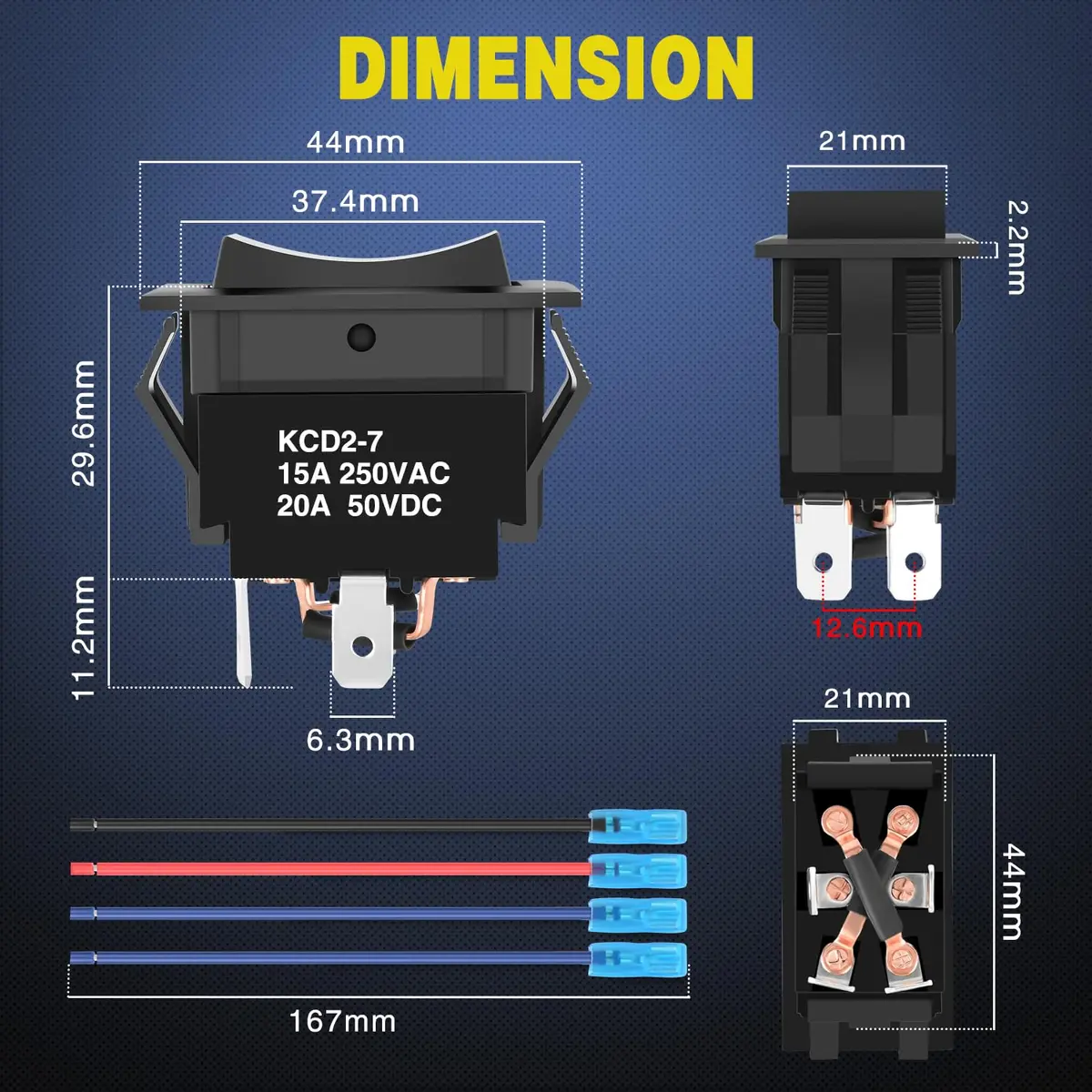 Nilight Momentary DPDT Rocker Switch 12V/24V | Heavy Duty Reverse Polarity Control - view 3