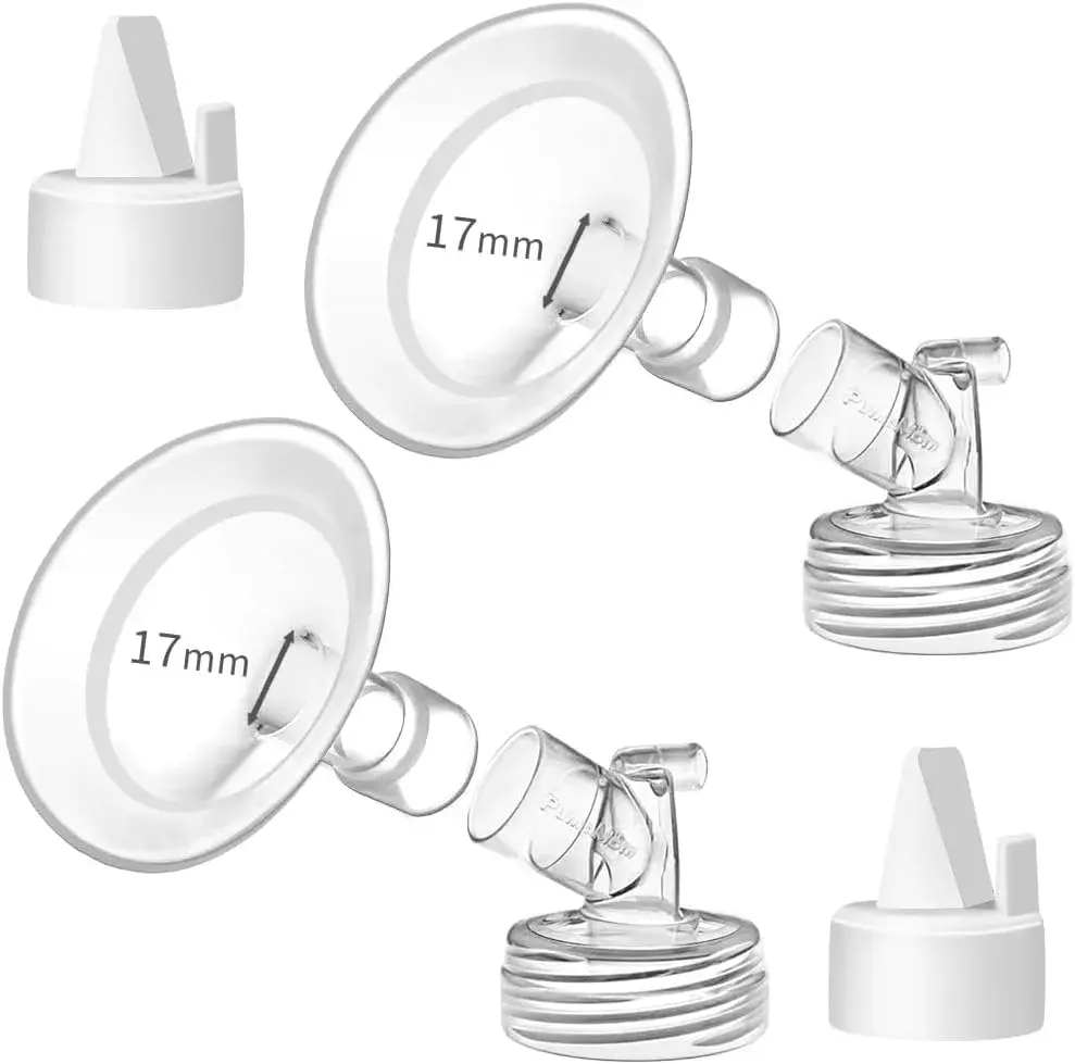 PumpMom-us 17mm Oval Flanges with Soft Rim, 2-Pack | Compatible with Spectra S2 S1 9 Plus Breast Pumps - main product image