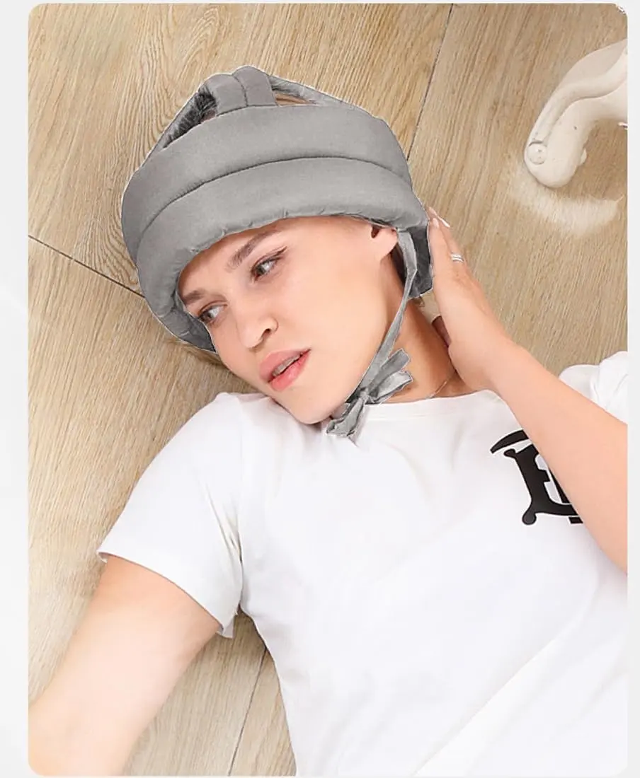 PENINSULA LOVE Elderly Protective Hat Thick Soft Helmet Seniors Anti-Fall Head Protection Hat Adjustable Safety Helmet Bump Cap for Old Man Surgery Recovery Head Injury Stroke Patient (A-Grey) 50-73cm - view 4