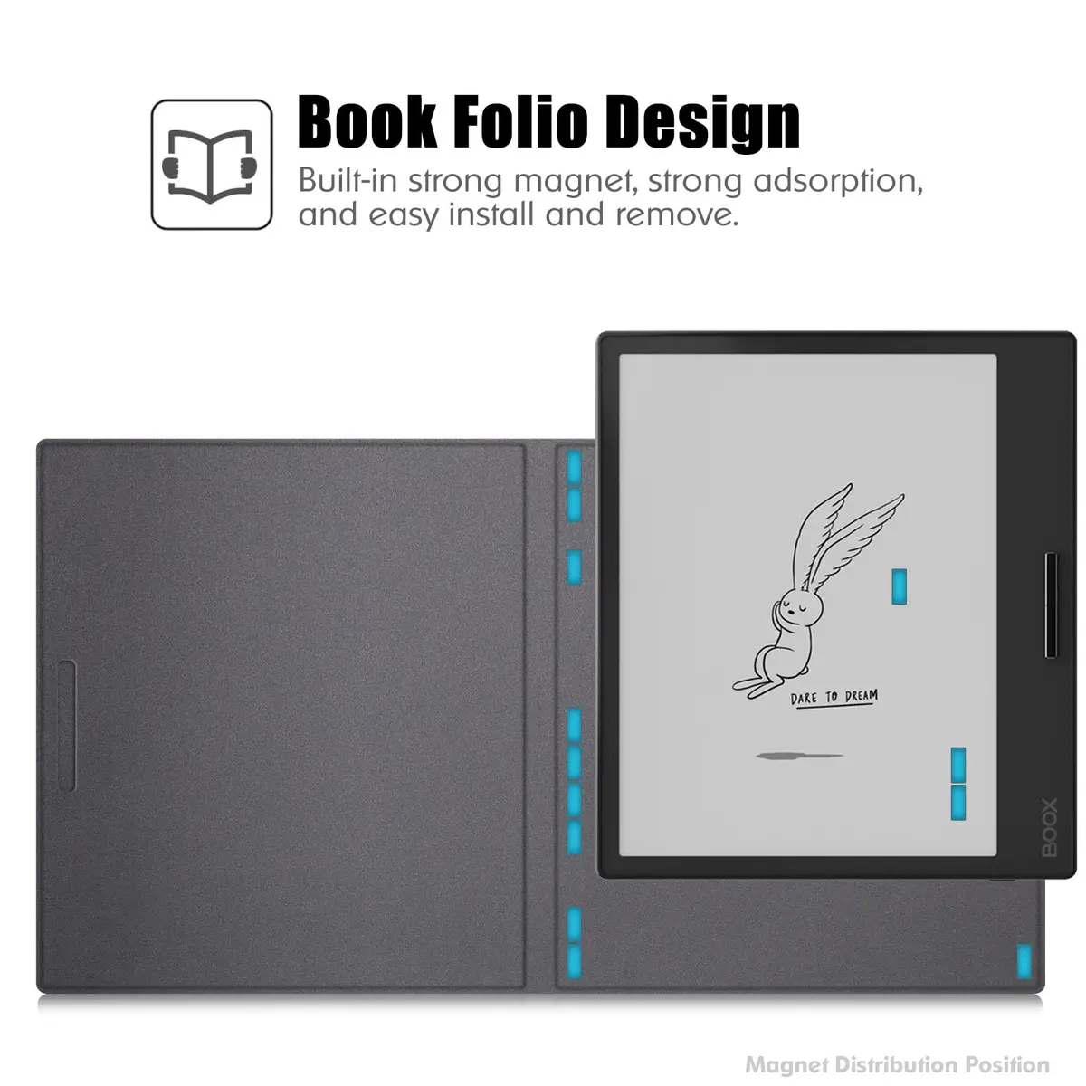 BOZHUORUI Magnetic Case for Boox Go 7 & Boox Page | Slim Auto Sleep Cover in Black - view 5