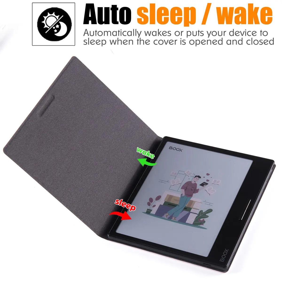 BOZHUORUI Magnetic Case for Boox Go 7 & Boox Page | Slim Auto Sleep Cover in Black - view 3