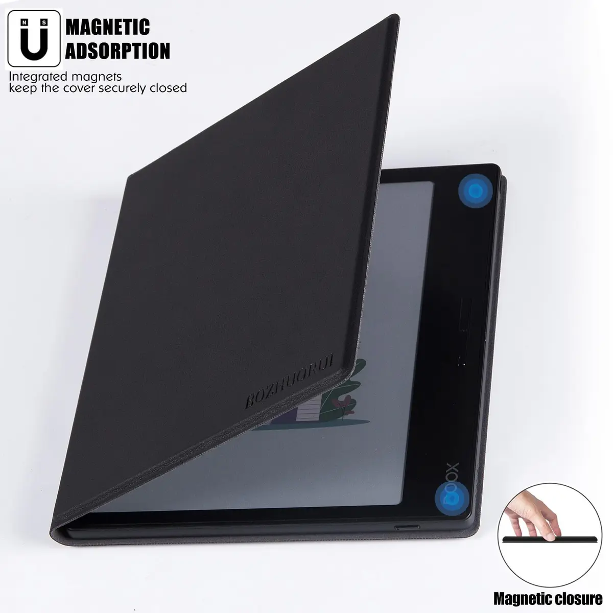 BOZHUORUI Magnetic Case for Boox Go 7 & Boox Page | Slim Auto Sleep Cover in Black - view 4