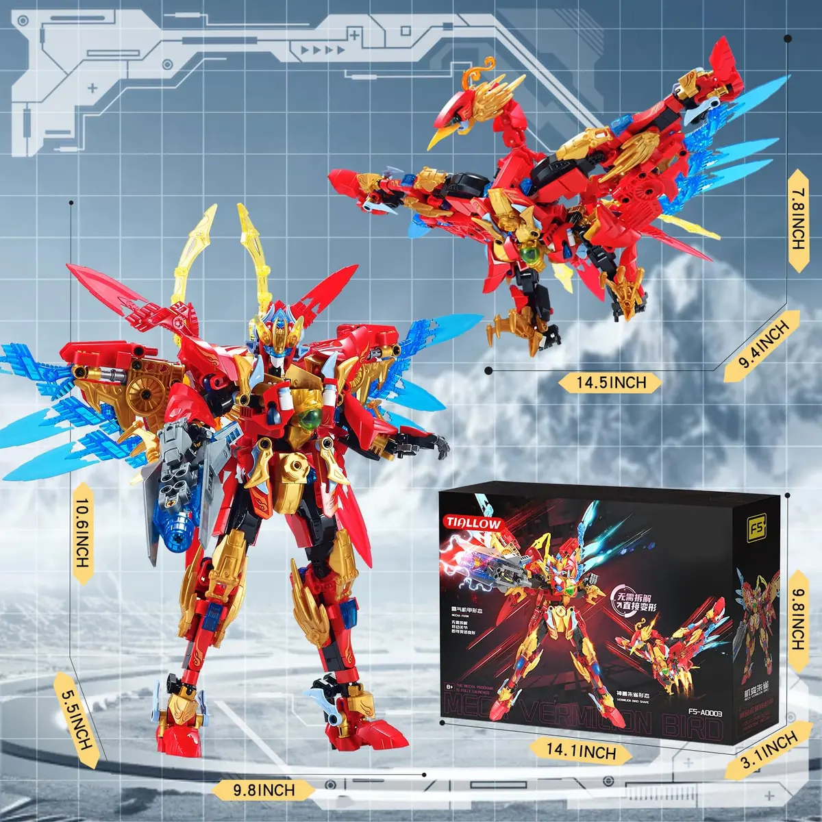 TIALLOW Phoenix Mecha Building Toy Transform Robotic Set Hero Figure Model Kit 531 Pieces | Educational STEM Toy - view 6