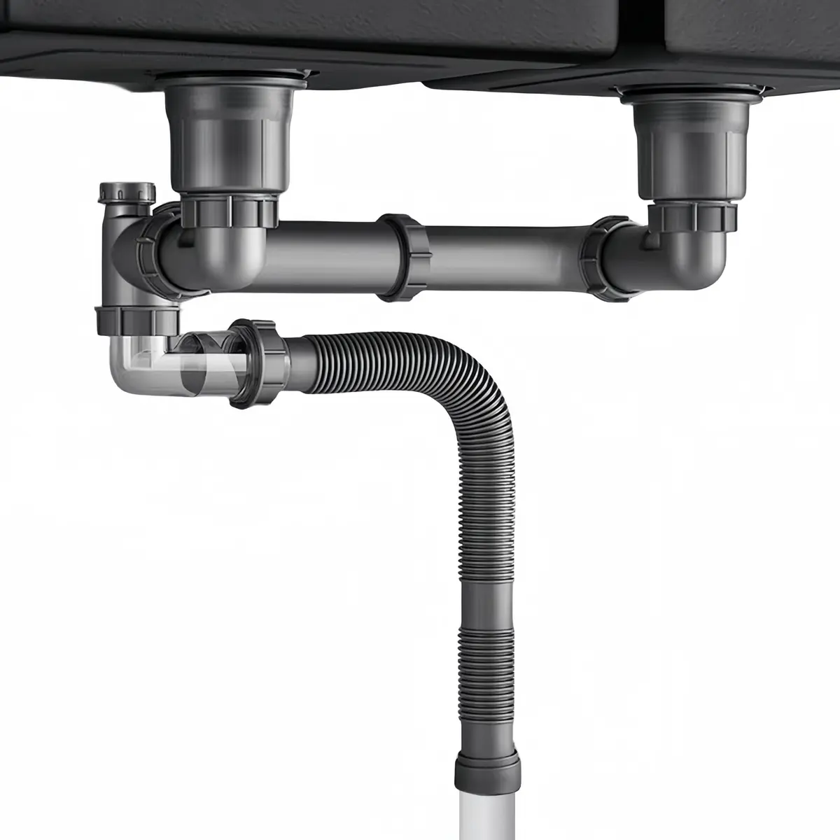 COLDDD Flexible Double Kitchen Sink Drain Kit 1-1/2 in | Space-Saving, Durable, Easy Install - main product image