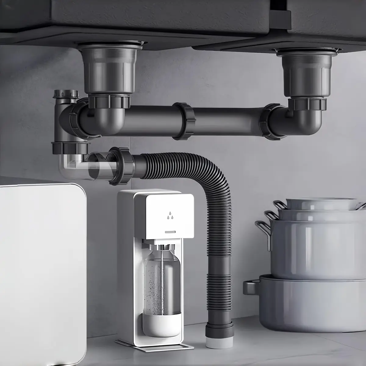 COLDDD Flexible Double Kitchen Sink Drain Kit 1-1/2 in | Space-Saving, Durable, Easy Install - view 7
