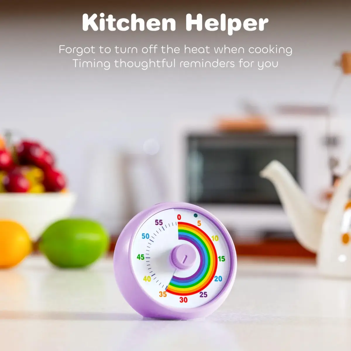 kiecky squirrel Visual Countdown Timer 60-Minute Rainbow Pattern Purple | Silent Operation for Kids Time Management - view 6