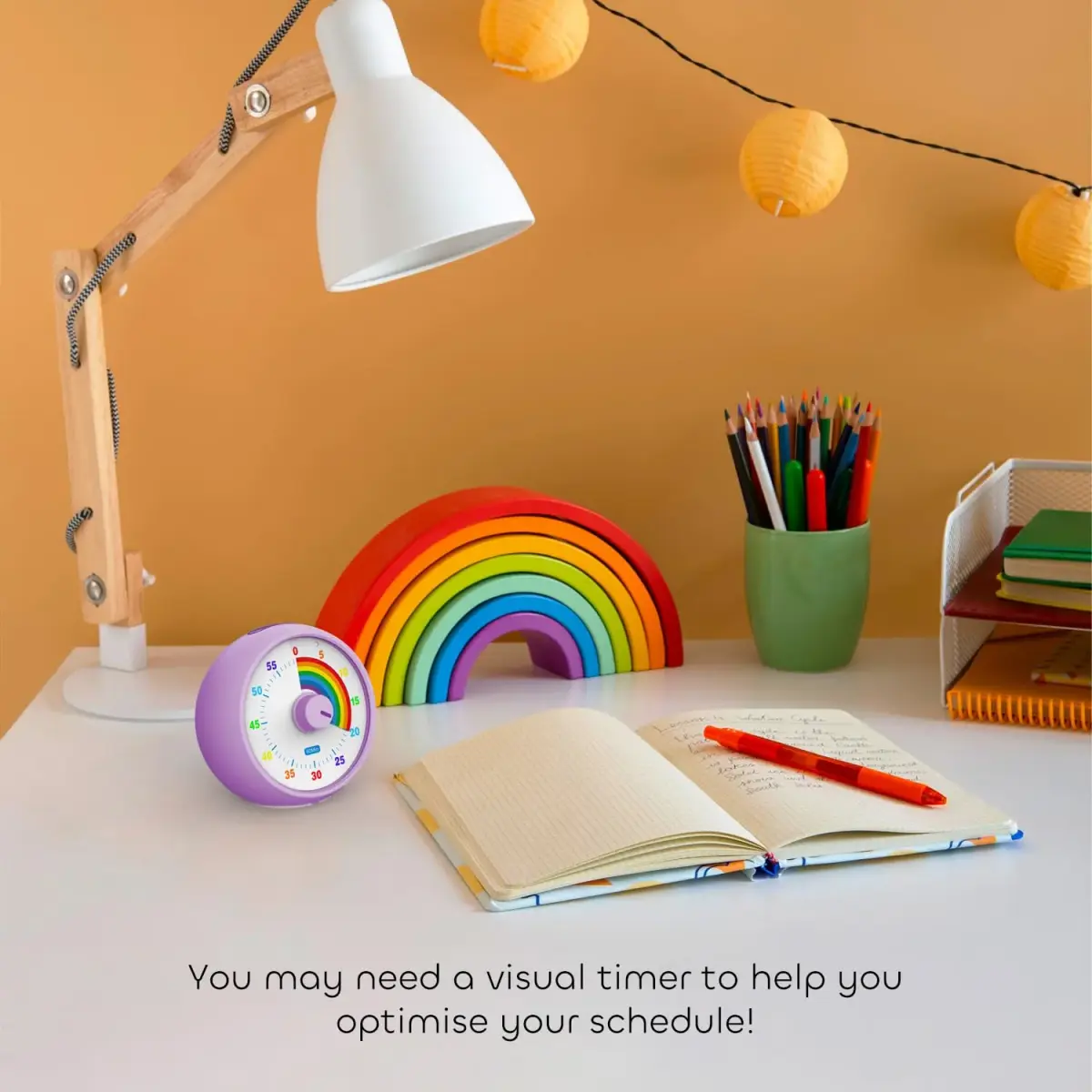 kiecky squirrel Visual Countdown Timer 60-Minute Rainbow Pattern Purple | Silent Operation for Kids Time Management - view 4