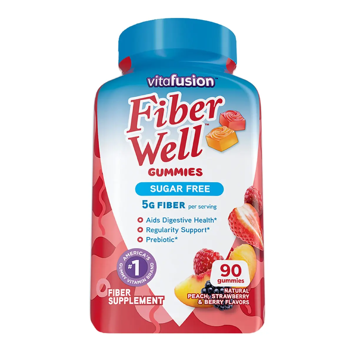 Vitafusion Fiber Well Sugar Free Fiber Supplement & B12 Gummy Vitamins 90 Count + 140 Count | Digestive & Energy Support - main product image