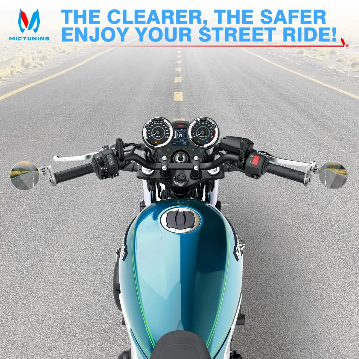 MICTUNING 7/8" Universal Motorcycle Mirrors - 3 Inch Round Folding Bar End Side Mirror | 7.6 cm Round Convex Glass - view 7