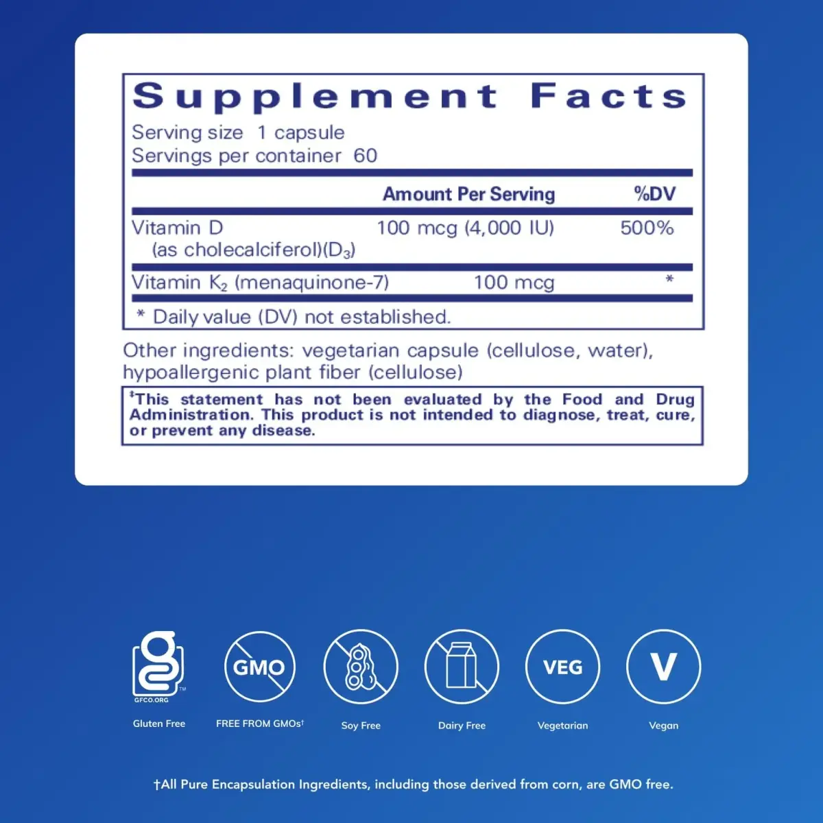Pure Encapsulations Vitamin D3 & K2 Bone & Vascular Health Support | Gluten Free Non-GMO Formula - view 2