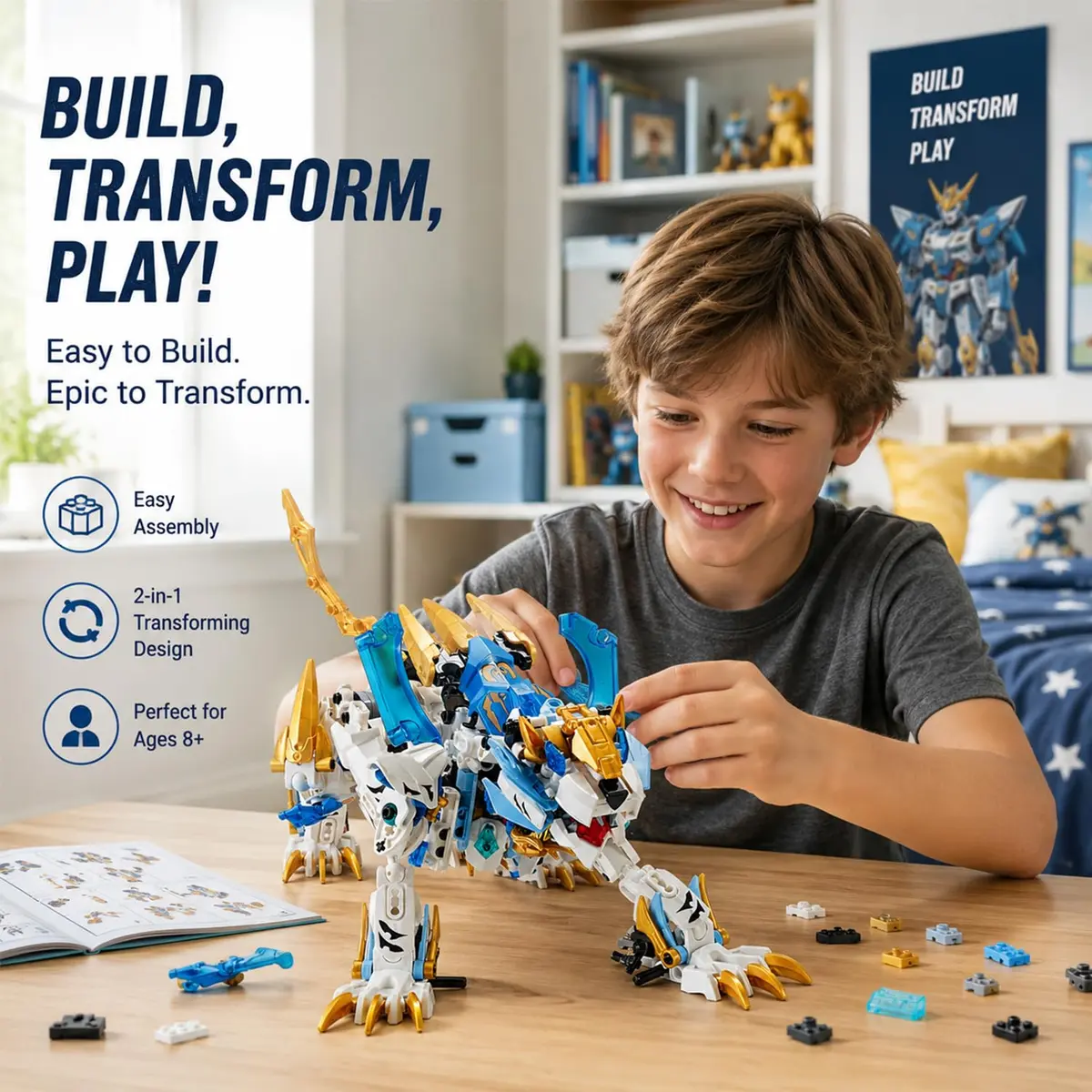 TIALLOW White Tiger Mech Building Block Set 515 pcs | STEM Learning Toy for Ages 8+ - view 5
