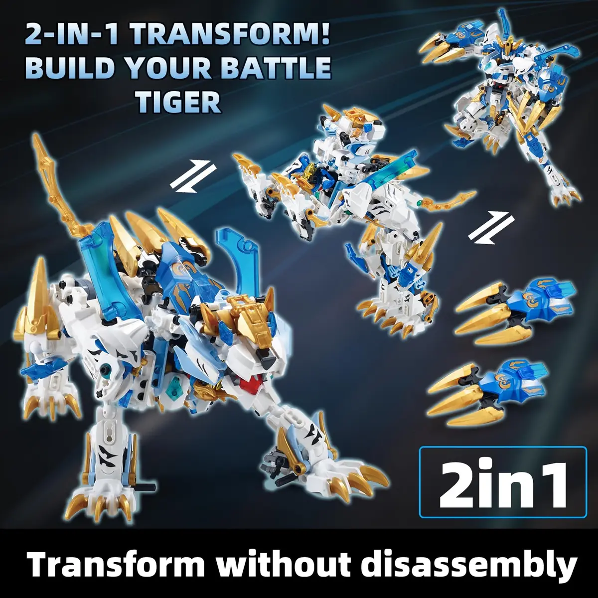 TIALLOW White Tiger Mech Building Block Set 515 pcs | STEM Learning Toy for Ages 8+ - view 3