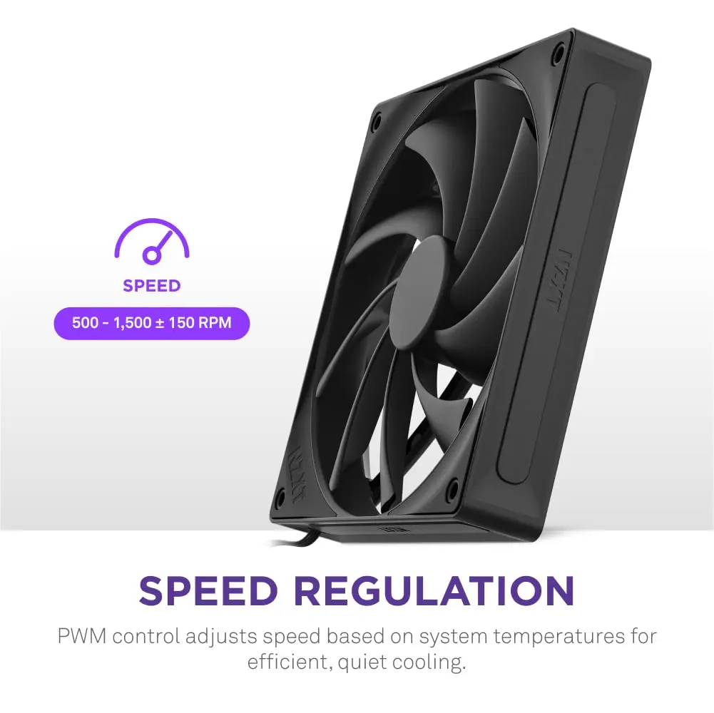 NZXT F140Q 140mm Quiet Airflow PC Case Fan - Black | Low Noise, PWM Control - view 6