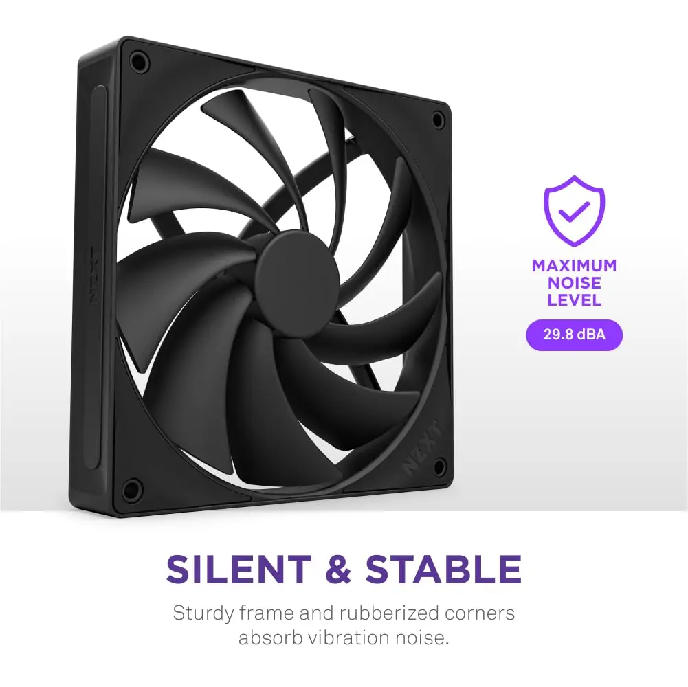 NZXT F140Q 140mm Quiet Airflow PC Case Fan - Black | Low Noise, PWM Control - view 7