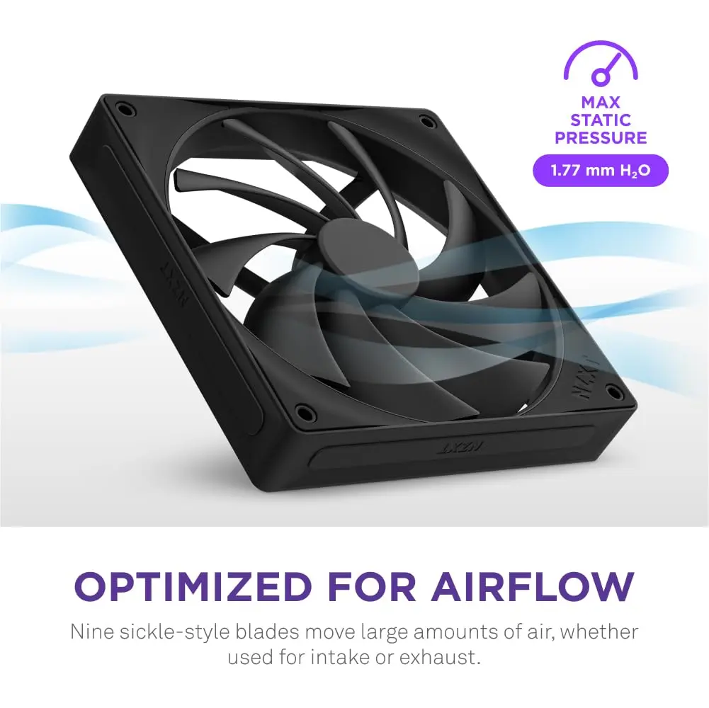 NZXT F140Q 140mm Quiet Airflow PC Case Fan - Black | Low Noise, PWM Control - view 2