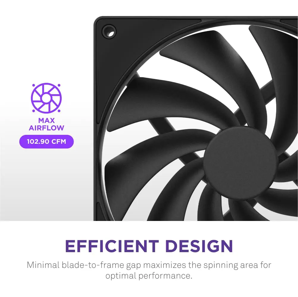 NZXT F140Q 140mm Quiet Airflow PC Case Fan - Black | Low Noise, PWM Control - view 3