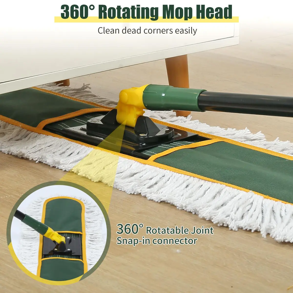 BUVE Commercial Dust Mop 91.44 cm (36 inch) | Heavy Duty Industrial Floor Cleaner with 2 Washable Cotton Pads - view 4