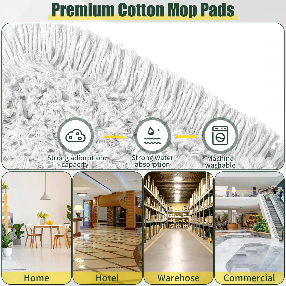 BUVE Commercial Dust Mop 91.44 cm (36 inch) | Heavy Duty Industrial Floor Cleaner with 2 Washable Cotton Pads - view 5