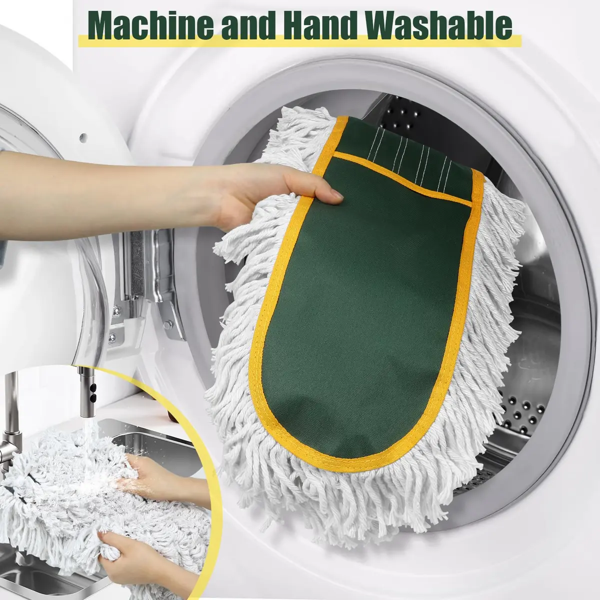 BUVE Commercial Dust Mop 91.44 cm (36 inch) | Heavy Duty Industrial Floor Cleaner with 2 Washable Cotton Pads - view 7