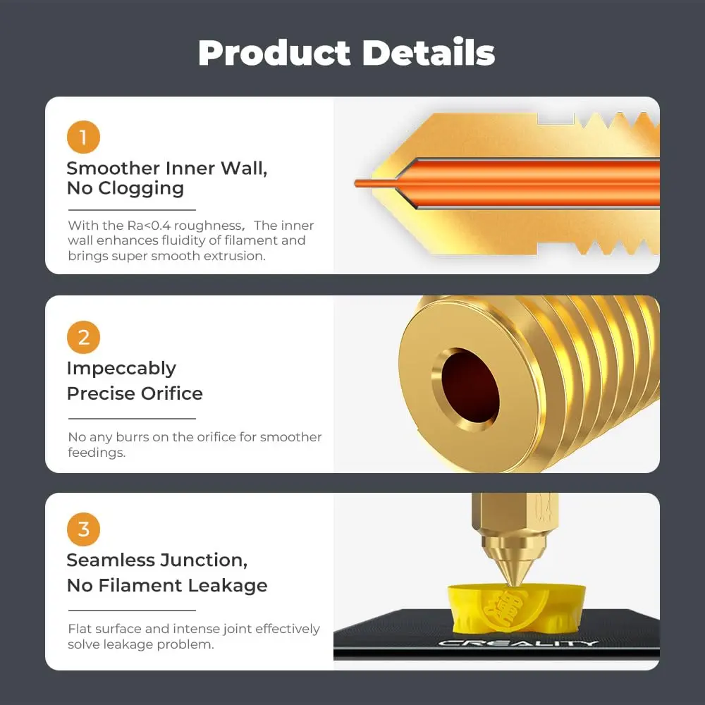 Creality Ender 3 V3 SE Nozzles 8PCS Brass 0.25/0.4/0.6/0.8mm | High-Temperature 300°C M6 Hotend Nozzles - view 7