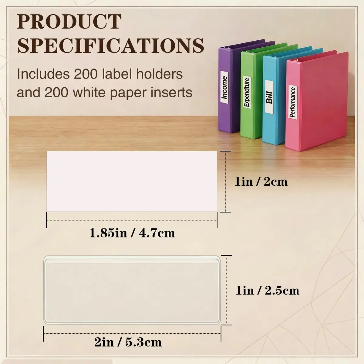 ELEMGULY Clear Adhesive Label Holders 2 x 1 Inch (200 Pack) | Self-Adhesive for Supermarkets & Shelving - view 2
