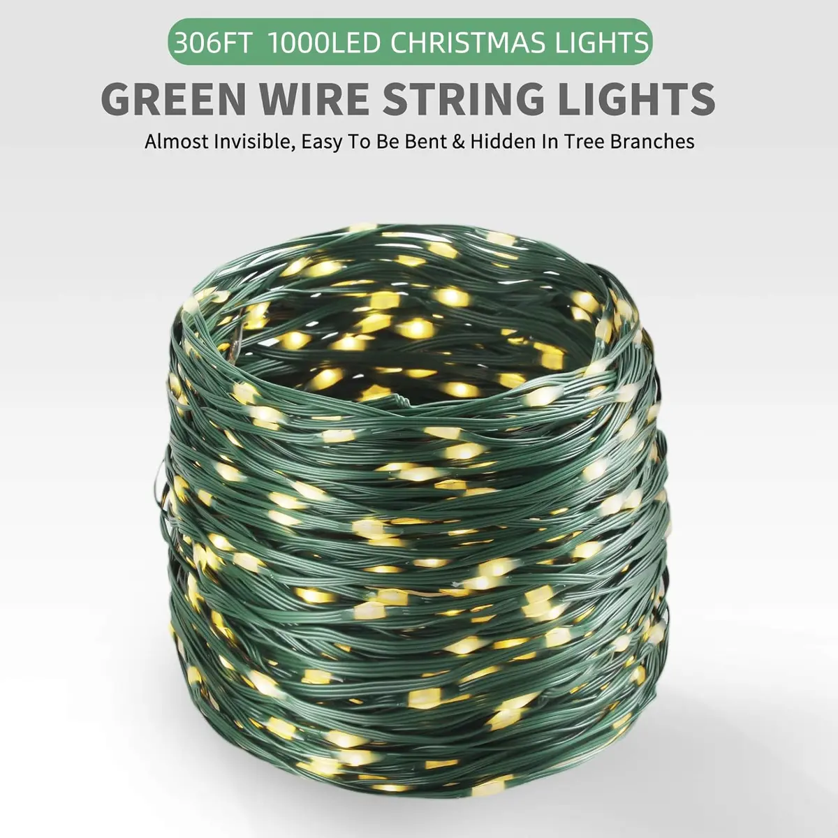Tcamp 306FT 1000 LED Christmas Tree Lights Warm White | 92.96m 3000 LED String Lights with Timer & Memory Function - view 7