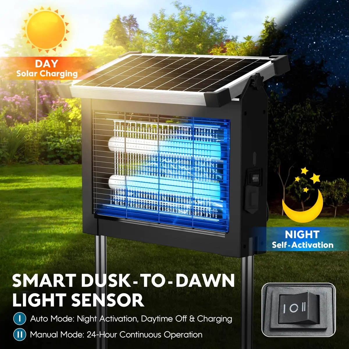 PhatroyYee Solar Bug Zapper Outdoor 4500V 11.1 Inch Height | Effective Mosquito Control for Patios & Yards - view 5