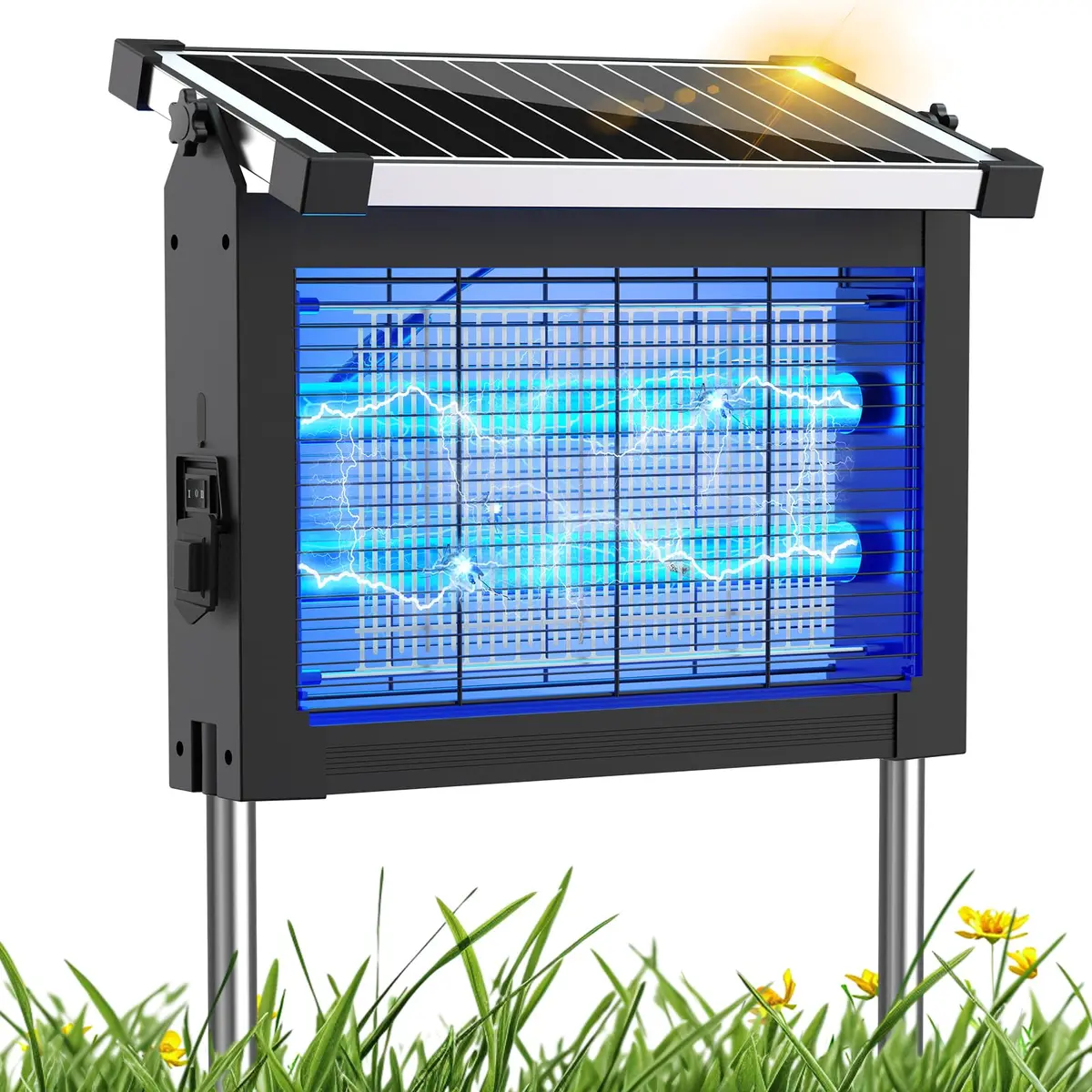 PhatroyYee Solar Bug Zapper Outdoor 4500V 11.1 Inch Height | Effective Mosquito Control for Patios & Yards - main product image