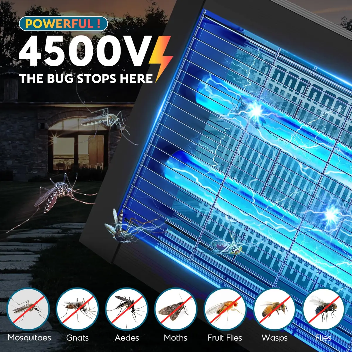 PhatroyYee Solar Bug Zapper Outdoor 4500V 11.1 Inch Height | Effective Mosquito Control for Patios & Yards - view 3