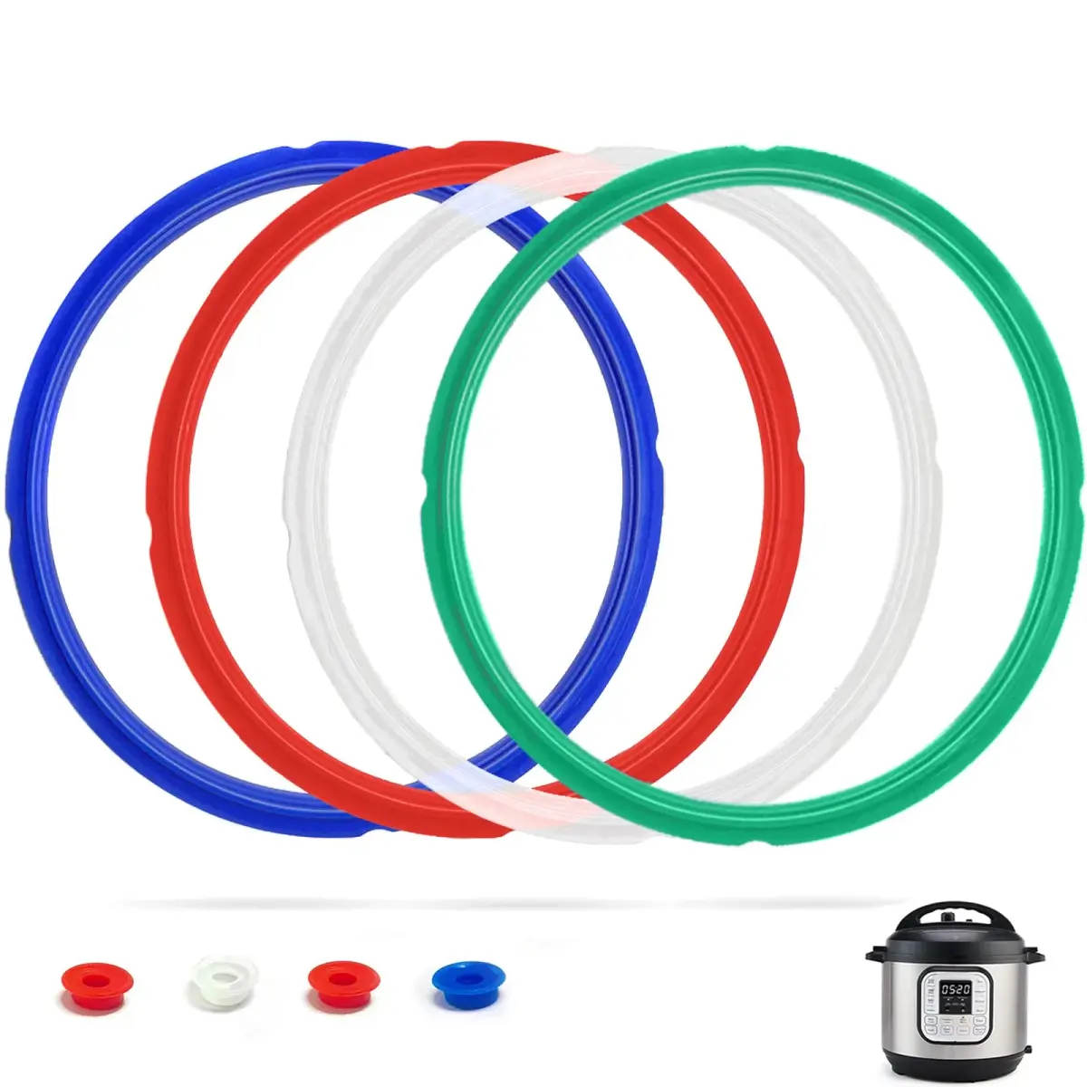 Fuator 8Qt Instant Pot Sealing Ring & Float Valve Caps 4-Pack | Food-Grade Silicone Gasket for 8 Quart Models - main product image