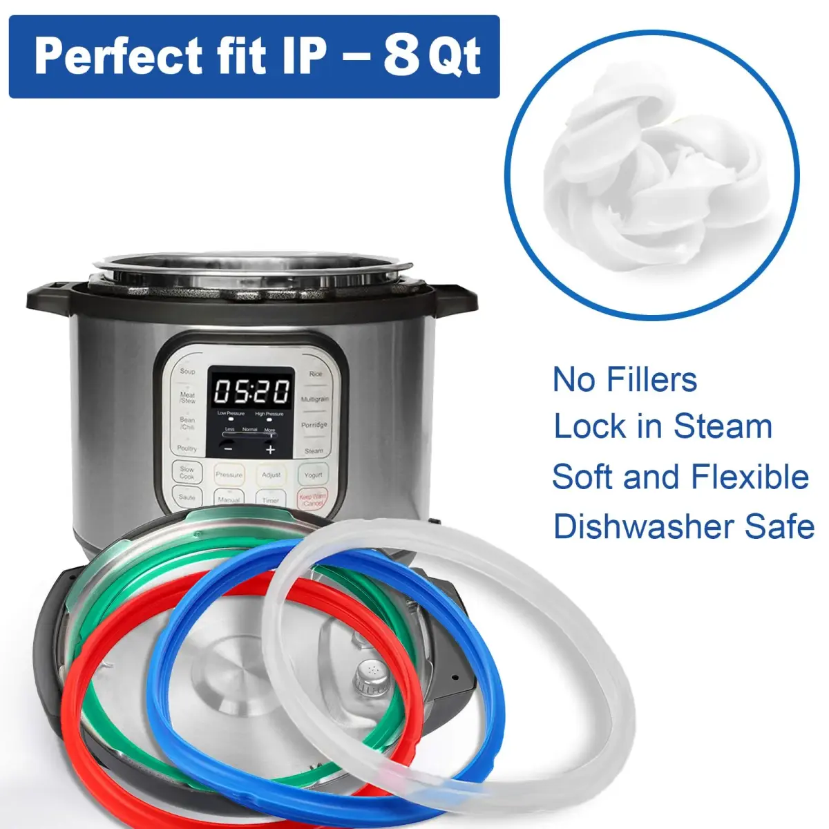 Fuator 8Qt Instant Pot Sealing Ring & Float Valve Caps 4-Pack | Food-Grade Silicone Gasket for 8 Quart Models - view 5