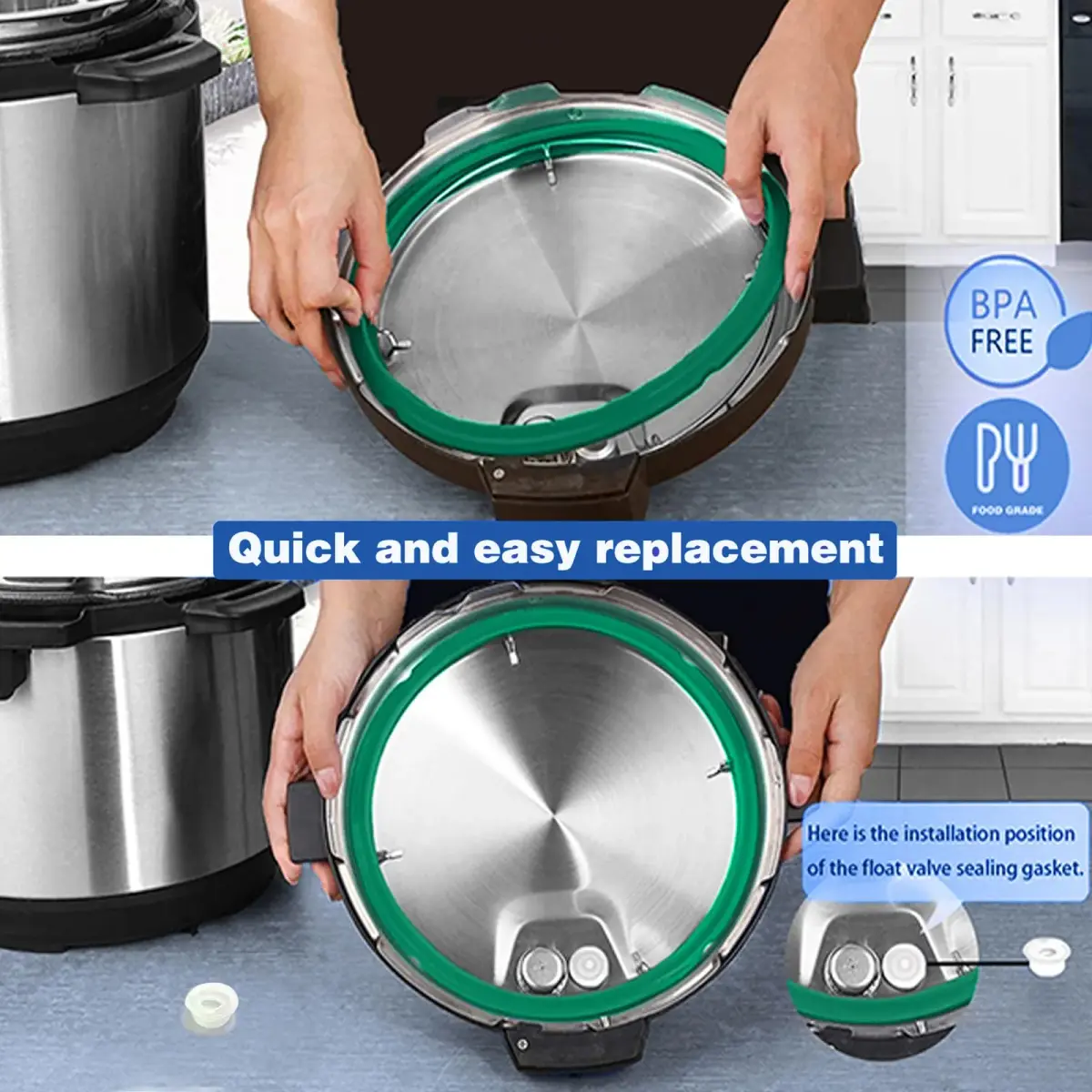 Fuator 8Qt Instant Pot Sealing Ring & Float Valve Caps 4-Pack | Food-Grade Silicone Gasket for 8 Quart Models - view 3