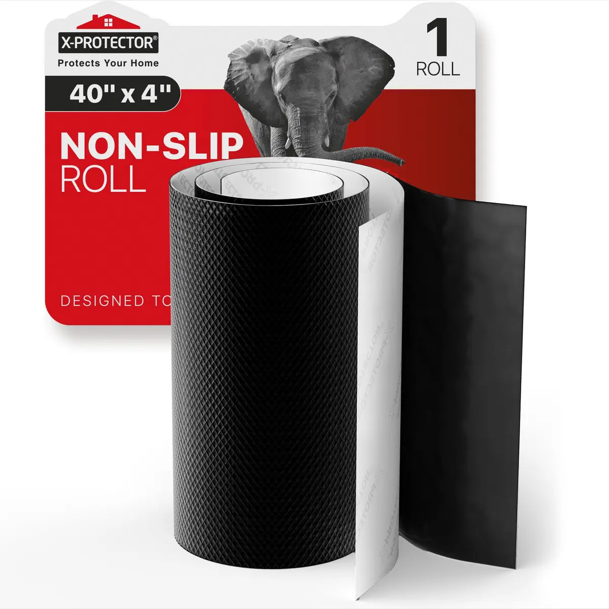 X-Protector Non Slip Pad Roll 101.6 cm x 10.16 cm (40 x 4 Inches) Black | Grips Furniture & Appliances on Hard Floors - main product image