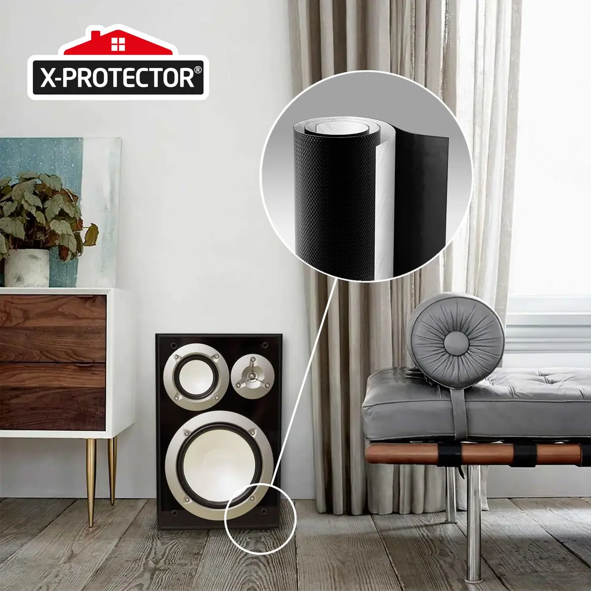 X-Protector Non Slip Pad Roll 101.6 cm x 10.16 cm (40 x 4 Inches) Black | Grips Furniture & Appliances on Hard Floors - view 6