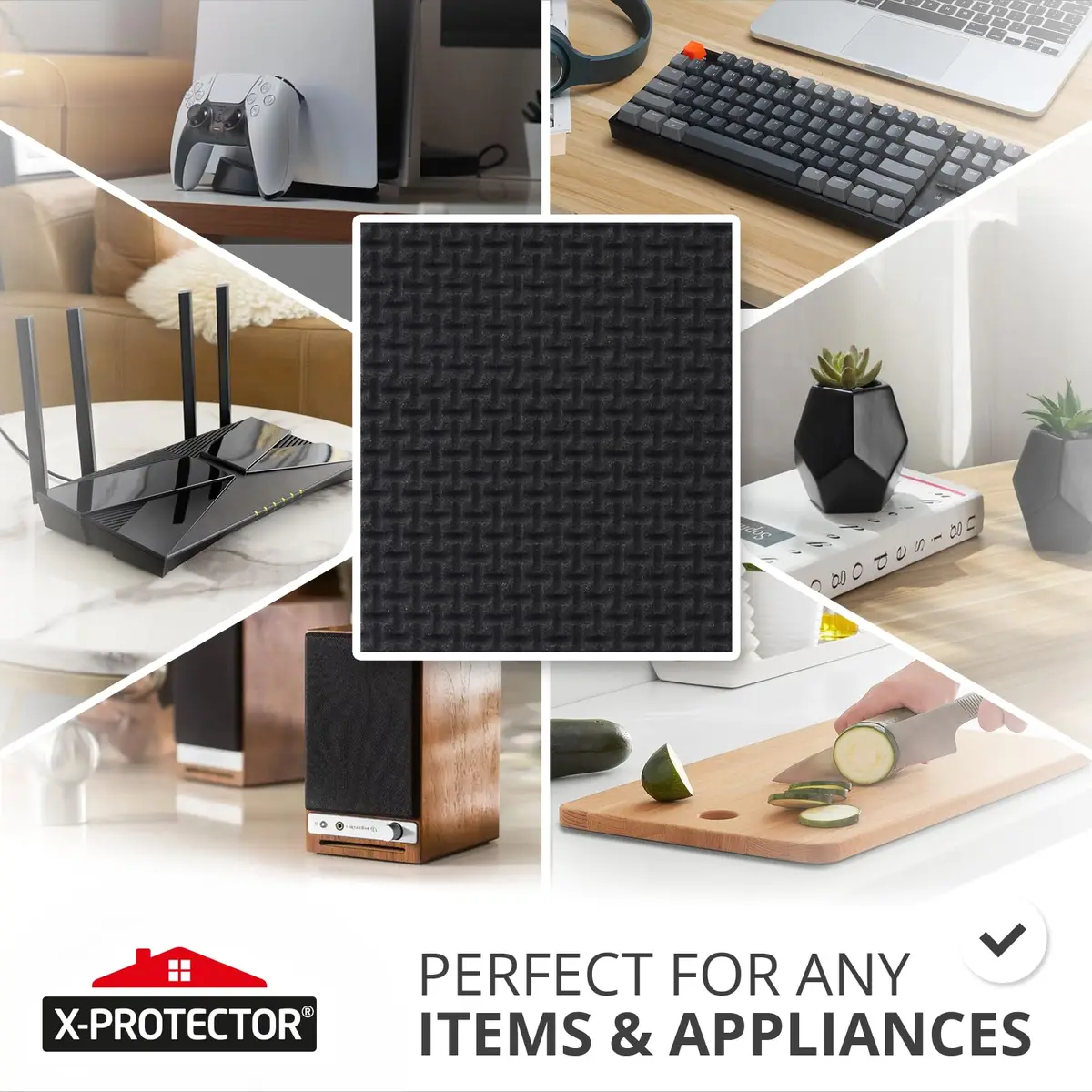 X-Protector Non Slip Pad Roll 101.6 cm x 10.16 cm (40 x 4 Inches) Black | Grips Furniture & Appliances on Hard Floors - view 2