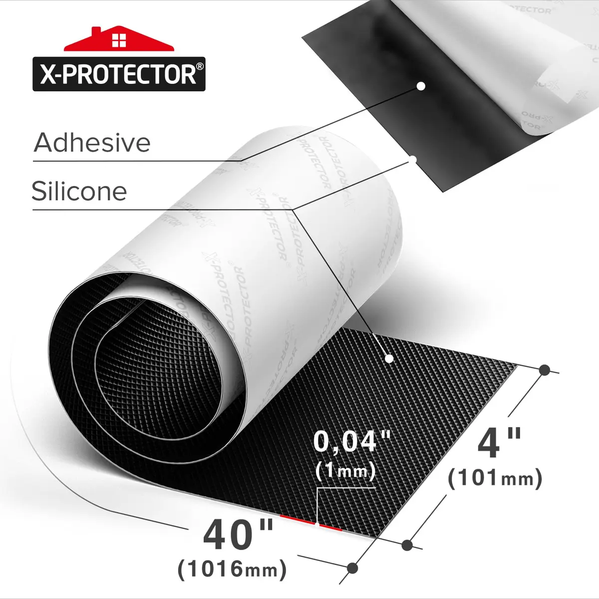 X-Protector Non Slip Pad Roll 101.6 cm x 10.16 cm (40 x 4 Inches) Black | Grips Furniture & Appliances on Hard Floors - view 3