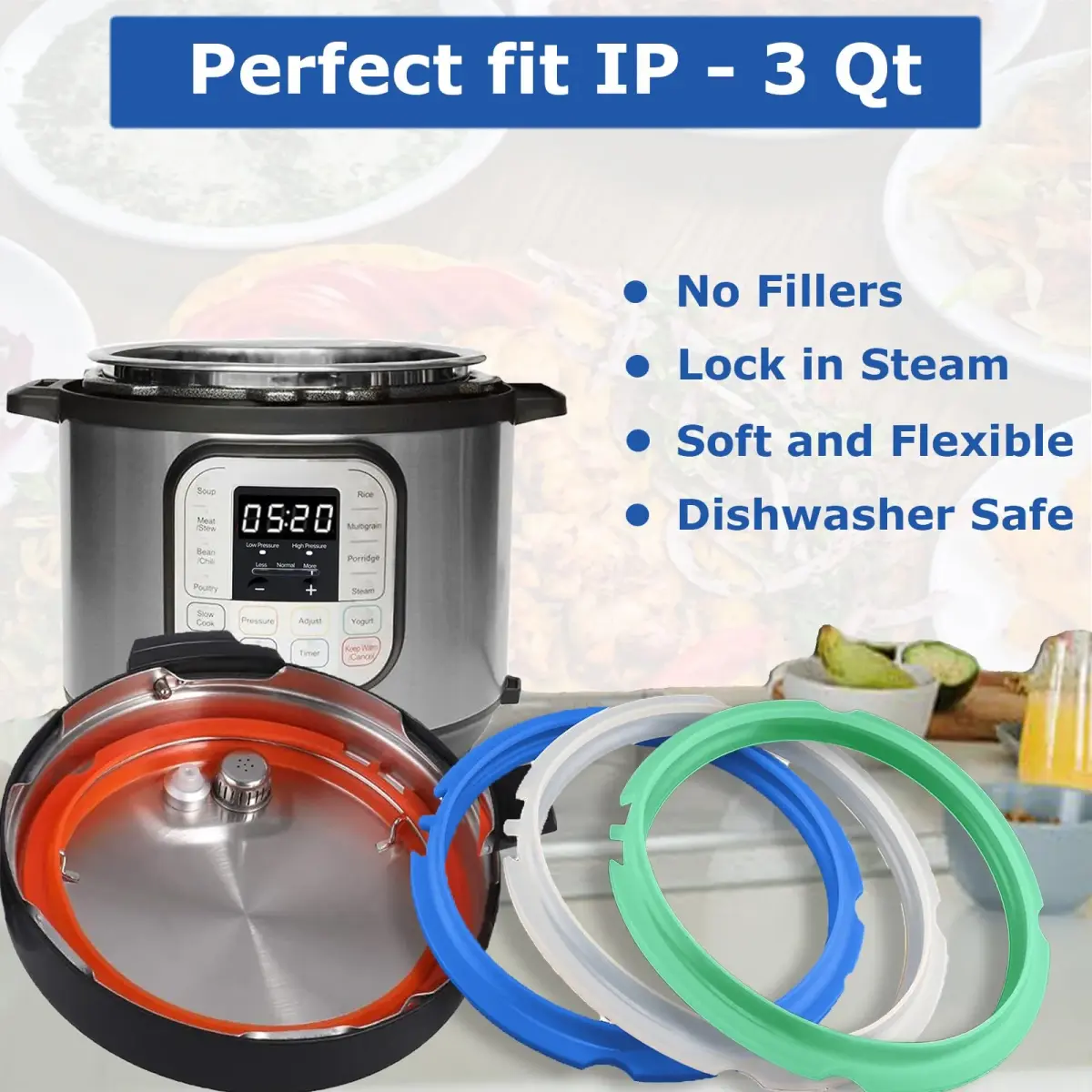 Fuator 3Qt Silicone Sealing Ring & Float Valve Caps 4-Pack | Fits Instant Pot Duo Models - view 3