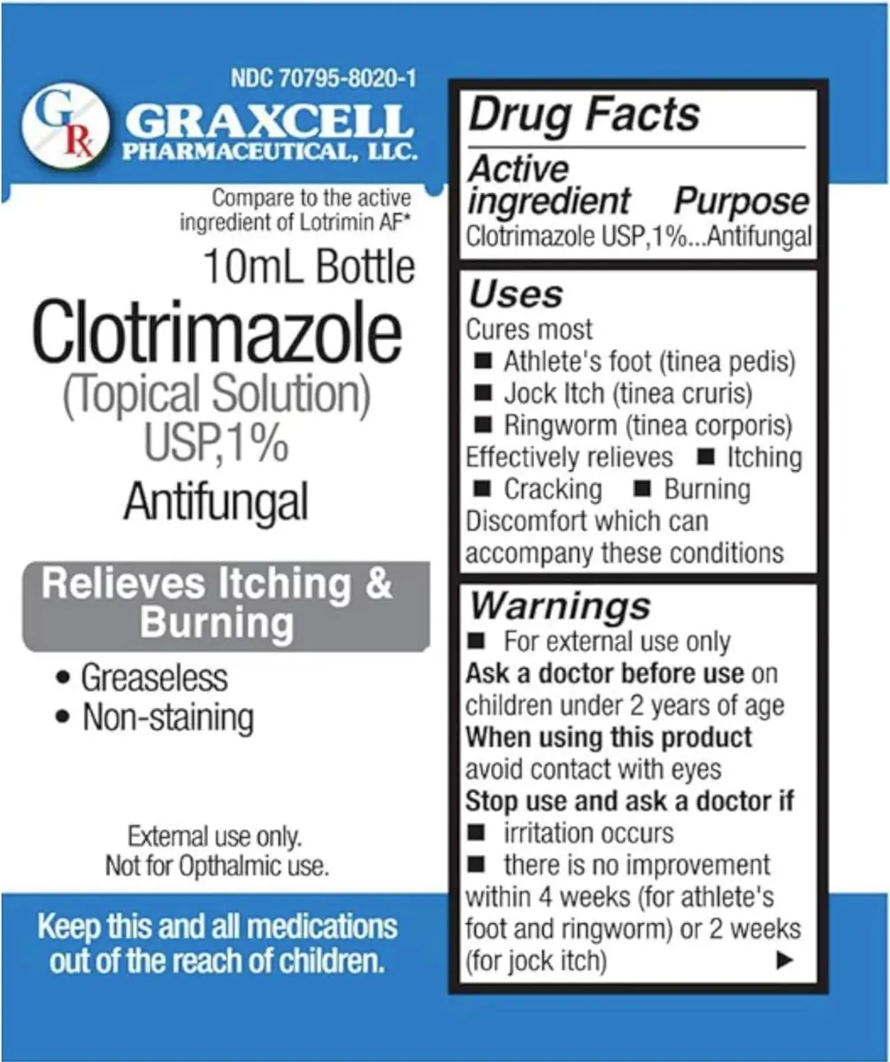 Graxcell Clotrimazole 1% Antifungal Solution 0.34 Fl Oz Pack of 2 | Fast Relief for Athlete's Foot & Ringworm - view 2