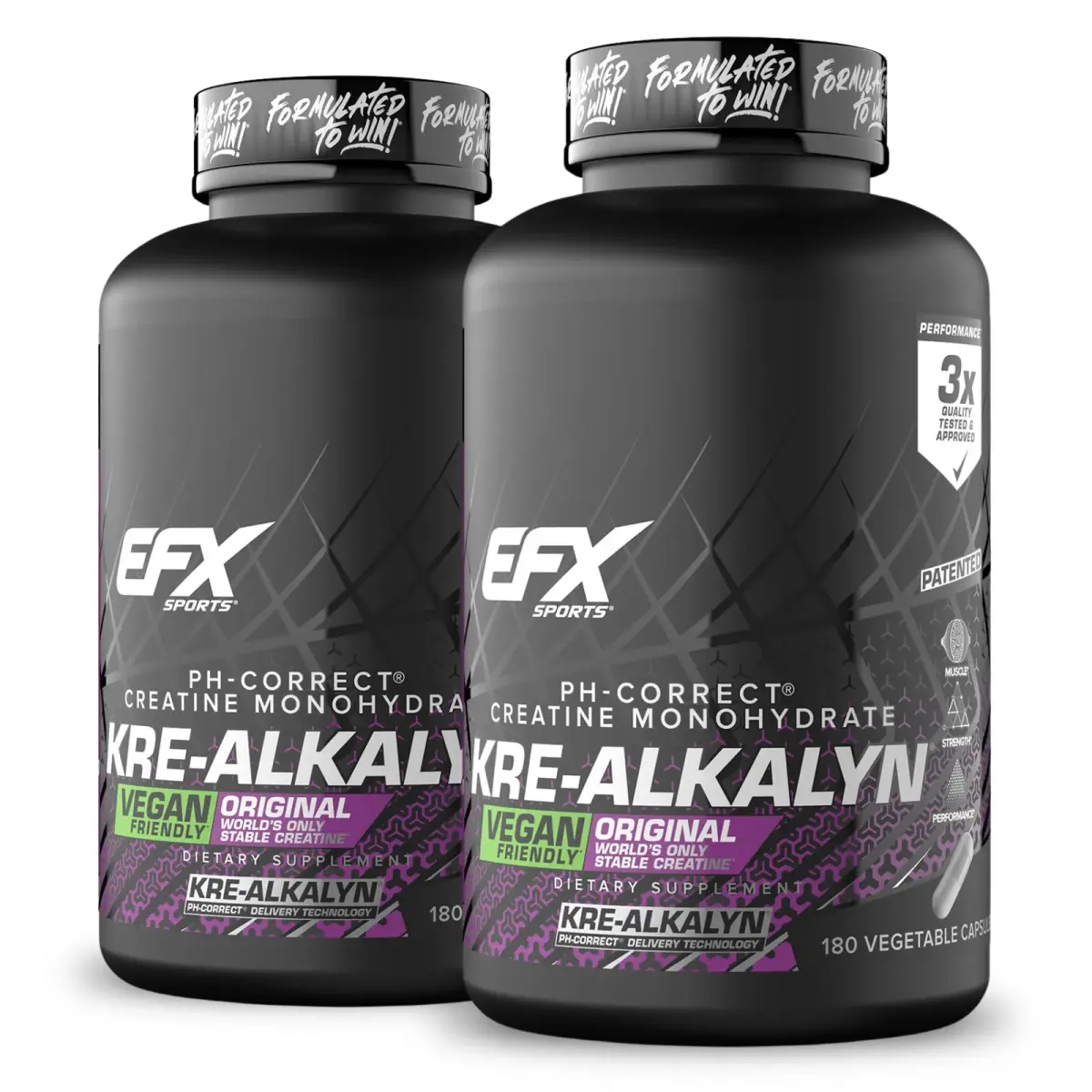 EFX Sports Kre-Alkalyn EFX pH-Correct Creatine Monohydrate Veggie Capsules 360 Count (Pack of 2) | Vegan Friendly Strength & Muscle Growth - main product image