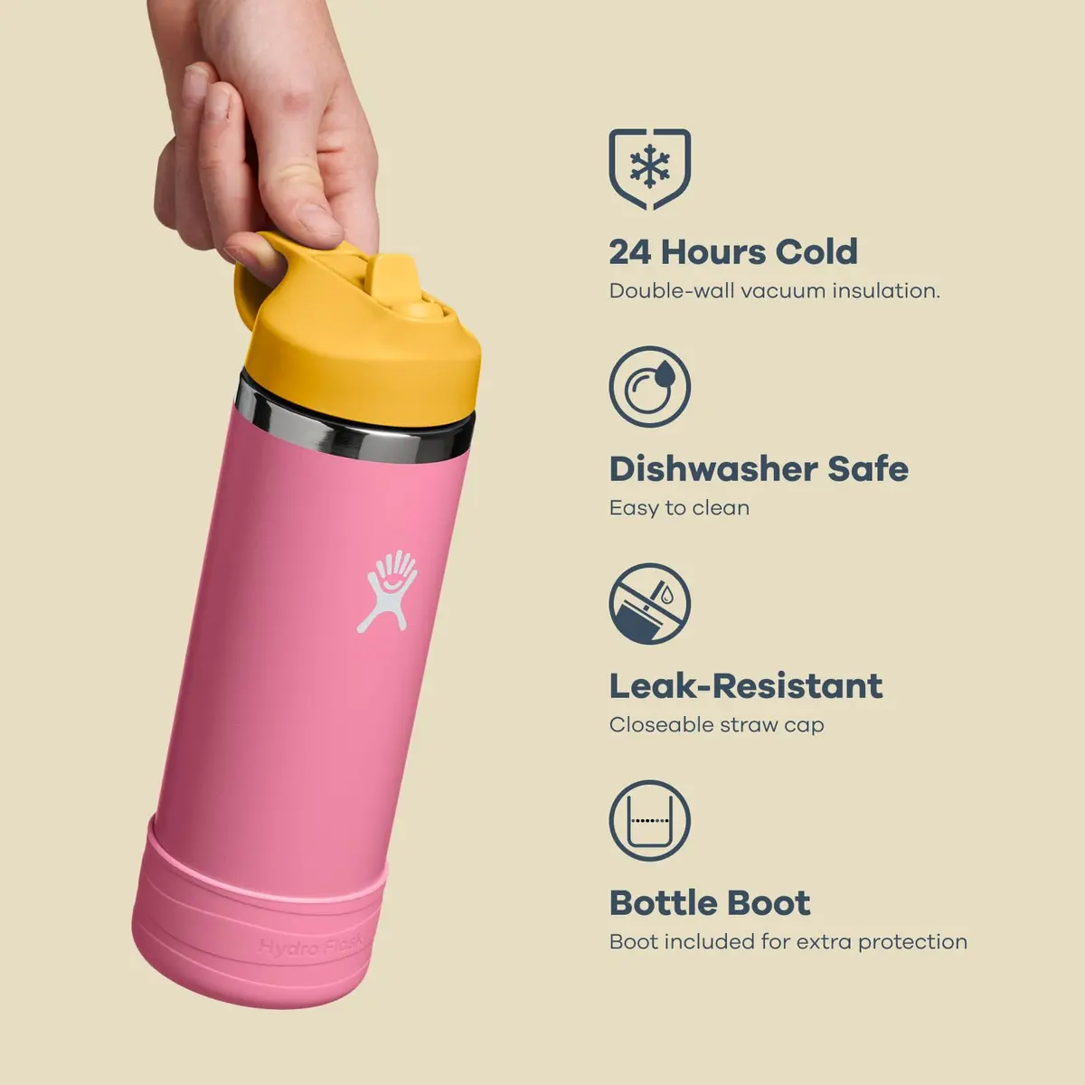 Hydro Flask Kids Water Bottle with Straw Cap - 18 Oz (532ml) Seaspray Blue | Insulated Stainless Steel for 24 Hrs Cold - view 7